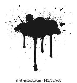 Abstract splatter black color background. Paint dripping vector illustration. Grunge texture.