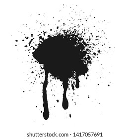 Abstract splatter black color background. Paint dripping vector illustration. Grunge texture.