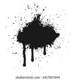 Abstract splatter black color background. Paint dripping vector illustration. Grunge texture.