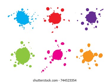 abstract splatter blue red green purple pink orange color set . illustration vector design