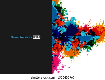 Abstract splatter color and black color background. illustration vector design background.