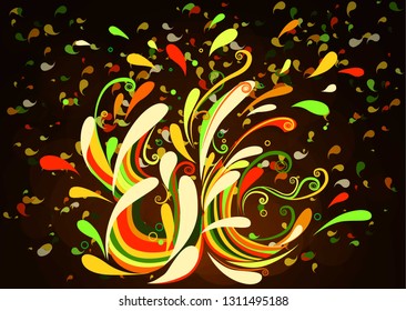 Abstract splatter color design background. Cartoon style. Vector elements for card design