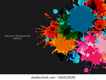 abstract splatter color design on black color background. illustration vector design