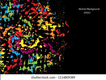 abstract splatter color on black color  background. illustration vector design