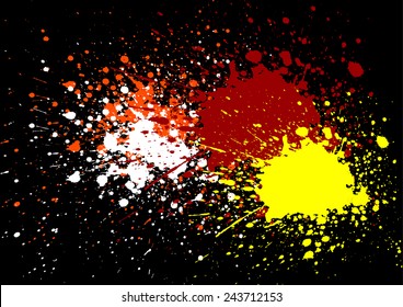Abstract splatter orange white red and yellow color background