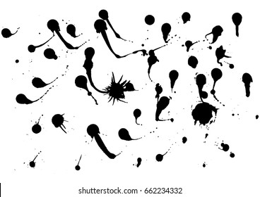 abstract splatter paint black color set.