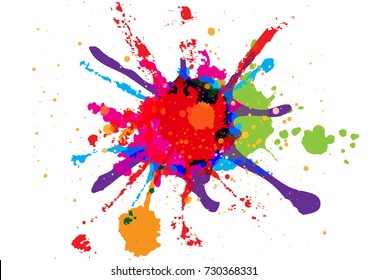 abstract splatter red orange green blue pink color background. illustration vector design