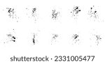 Abstract Splatter Set. Black Paintbrush Splotch. Paint Brush Spatter, Stain Texture. Dirty Ink Splash. Rough Splat, Inkblot Collection. Grunge Effect Design Element. Isolated Vector Illustration.
