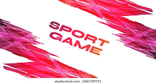 Abstract Sport Background with Blue and Red Gradient Brush Background. Grunge Brushstroke Element with Halftone Effect for Poster or Banner Design