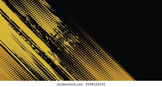 Abstract Sport Background with Cyan and Yellow Brush Texture and Halftone Effect. Grunge Background modern vector arts