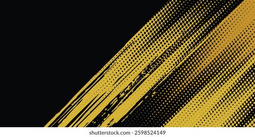 Abstract Sport Background with Cyan and Yellow Brush Texture and Halftone Effect. Grunge Background modern vector arts