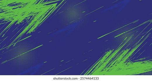 Abstract Sport Background with Green and Blue Brush Texture and Halftone Effect. eps 10