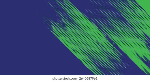 Abstract Sport Background with Green and Blue Brush Texture and Halftone Effect. Dirty Grunge Background modern art grunge 