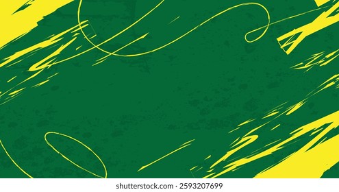 Abstract Sport Background with Green and Yellow Brush, line Texture and Halftone Effect. Dirty Grunge Background, Grunge Sport Background, for Banner or Poster Design Elements