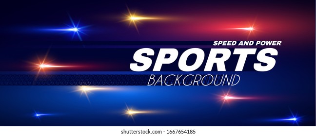 Abstract sport background with motion elements. Dynamic light effect.