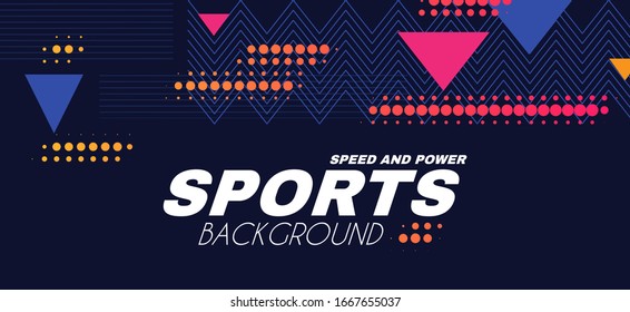 Abstract sport background with moving geometric elements. Trendy design