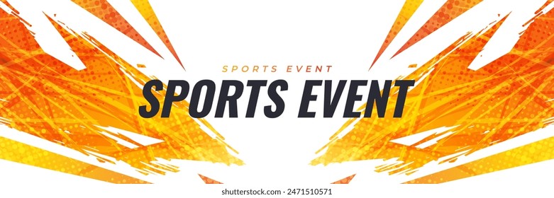 Abstract Sport Background with Orange Brush and Halftone Effect. Grunge Brushstroke Element for Poster or Banner Design