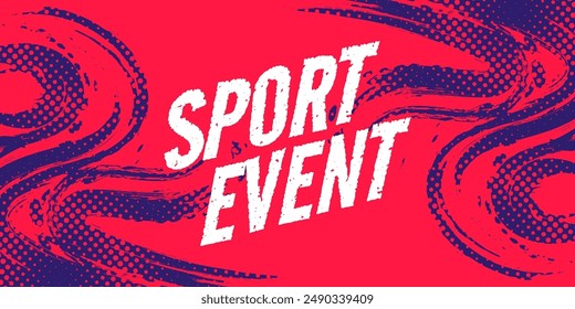 Abstrakter Sporthintergrund mit Rot und Blau Pinselstruktur und Halbtoneffekt. Retro Grunge Hintergrund für Banner oder Poster Design