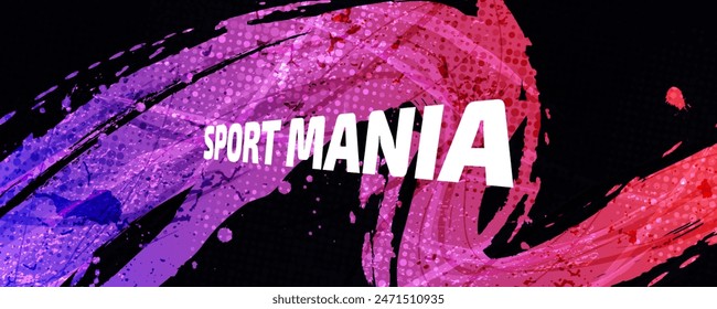 Abstract Sport Background with Red and Purple Gradient Brush Background. Grunge Brushstroke Element for Poster or Banner Design