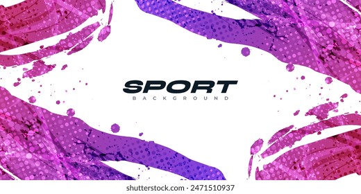 Abstract Sport Background with Red and Purple Gradient Brush Background. Grunge Brushstroke Element for Poster or Banner Design