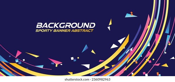 Abstract sport banner background colorful with geometric particles fun, round techno gradient modern stripes