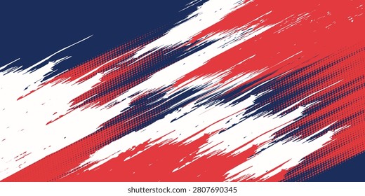 Abstract sport brush texture and pattern on blue background. Wrap car concept with red and white grunge. Vector illustration