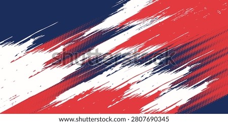 Abstract sport brush texture and pattern on blue background. Wrap car concept with red and white grunge. Vector illustration