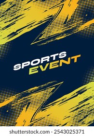 Abstract Sport Cover or Poster Design with Orange and Blue Brush Illustration and Halftone Effect. Sport Template Design