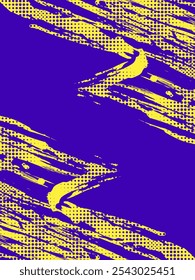 Abstract Sport Cover or Poster Design with Yellow and Purple Brush Illustration and Halftone Effect. Sport Template Design