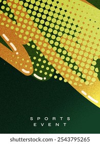 Abstract Sport Cover or Poster Design with Halftone and Wave Shapes in Green and Yellow Color Style