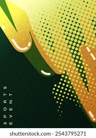 Abstract Sport Cover or Poster Design with Halftone and Wave Shapes in Green and Yellow Color Style