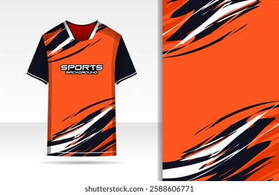 Abstract sport jersey design with grunge orange background