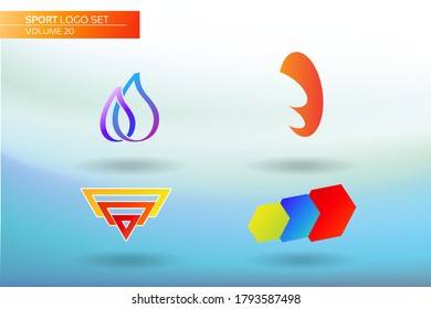 Abstract Sport Logo Set element and Abstract web Icon. Graphic design easy editable for Your design, product, or business. Modern icon. Modern Flame, Letter B Negative space, triple hexagon