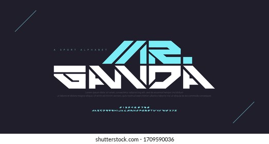 Abstract sport modern alphabet fonts. Typography technology electronic dance digital music future creative font. vector illustration