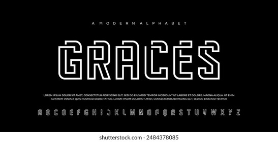Abstract sport modern alphabet fonts sport digital game music future creative font