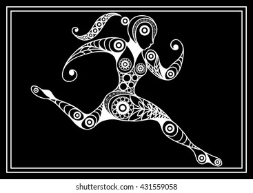 Abstract sport vector runner (athlete). Suitable for invitation, flyer, sticker, poster, banner, card, label, cover, web. Vector isolated illustration. 