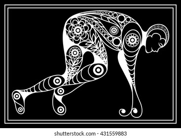 Abstract sport vector runner (athlete). Suitable for invitation, flyer, sticker, poster, banner, card, label, cover, web. Vector isolated illustration. 