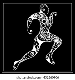 Abstract sport vector runner (athlete). Suitable for invitation, flyer, sticker, poster, banner, card, label, cover, web. Vector isolated illustration. 