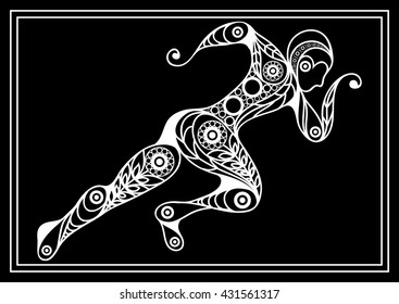 Abstract sport vector runner (athlete). Suitable for invitation, flyer, sticker, poster, banner, card, label, cover, web. Vector isolated illustration. 