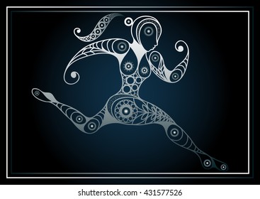 Abstract sport vector runner (athlete). Suitable for invitation, flyer, sticker, poster, banner, card, label, cover, web. Vector isolated illustration. 