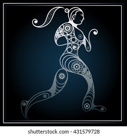 Abstract sport vector runner (athlete). Suitable for invitation, flyer, sticker, poster, banner, card, label, cover, web. Vector isolated illustration. 