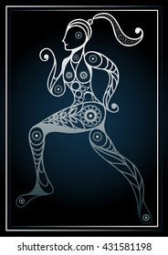 Abstract sport vector runner (athlete). Suitable for invitation, flyer, sticker, poster, banner, card, label, cover, web. Vector isolated illustration. 