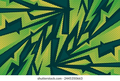 Abstract sport yellow and green gradient background with sharp geometric shapes and halftone pattern design