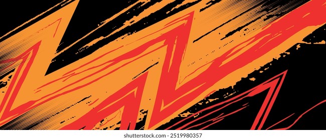 Abstract Sports Background with Blue and Orange Brush Texture and Halftone Effect. Retro Grunge Background for Banner or Poster Design