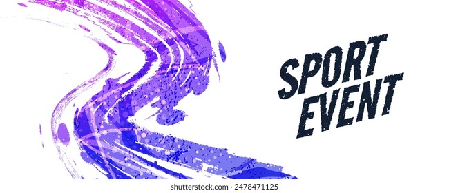 Abstract Sports Background with Blue and Purple Gradient Brush. Brushstroke Vector Illustration