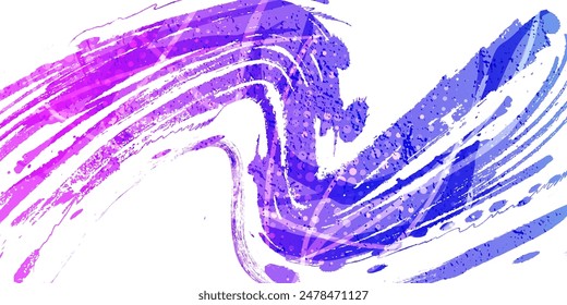 Abstract Sports Background with Blue and Purple Gradient Brush. Brushstroke Vector Illustration