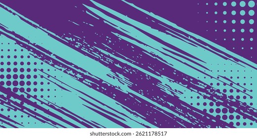 Abstract Sports Background with Blue and Purple Brush Texture and Halftone Effect. Grunge Background for Banner or Poster Design vector illustration
