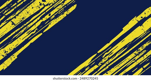 Abstract Sports Background with Blue and Yellow Brush Texture and Halftone Effect. Grunge Background for Banner or Poster Design
