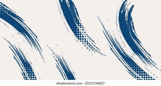 Abstract Sports Background with Dark Blue and Yellow Gradient Brushstrokes and Halftone Effect.