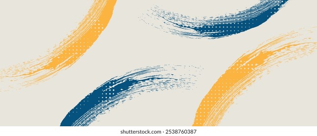 Abstract Sports Background with Dark Blue and Yellow Gradient Brushstrokes and Halftone Effect. eps 10